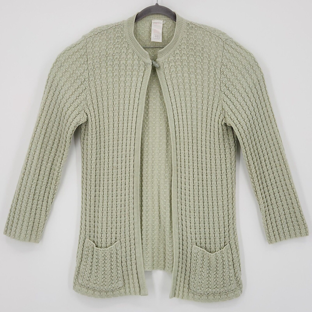 Vtg 80's St Michael Made In Israel Sage Green Cardigan Pockets Fairy Minimalist